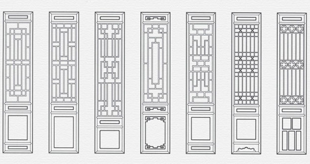 梅列常用中式仿古花窗图案隔断设计图